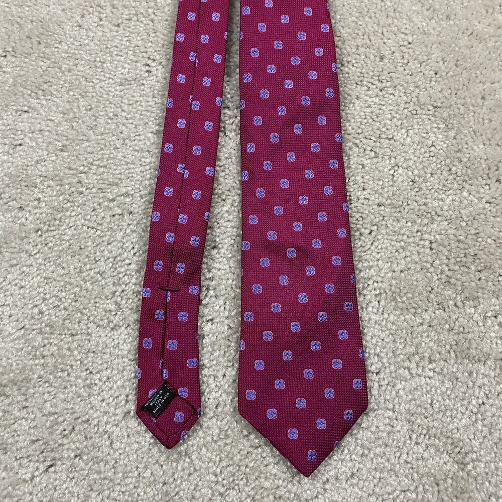 Ike Behar Tie Mens Silk Floral Woven Italy Geometric USA Ivy Prep Academia‎